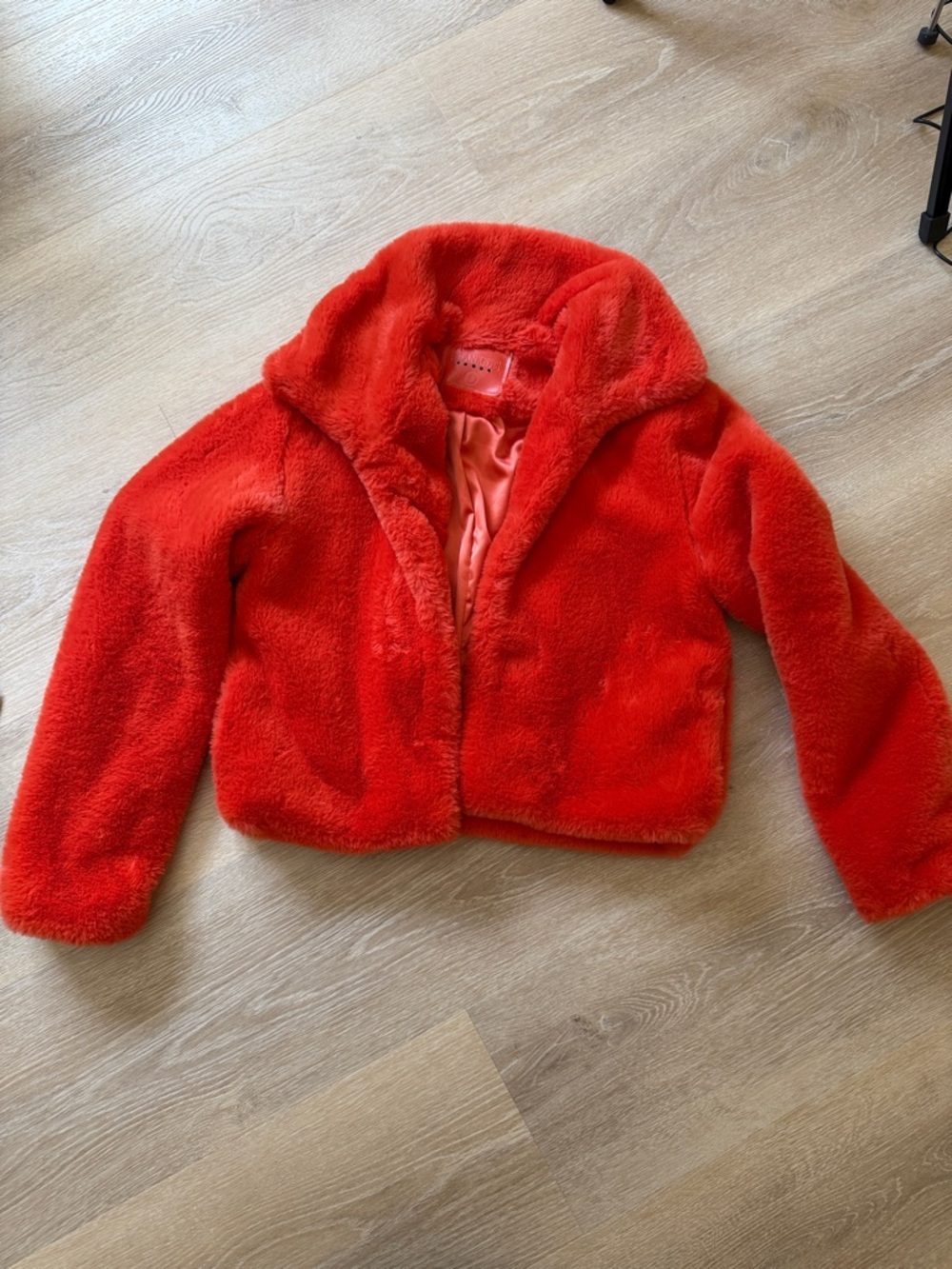 Blank NYC Red Faux Fur Cropped Jacket